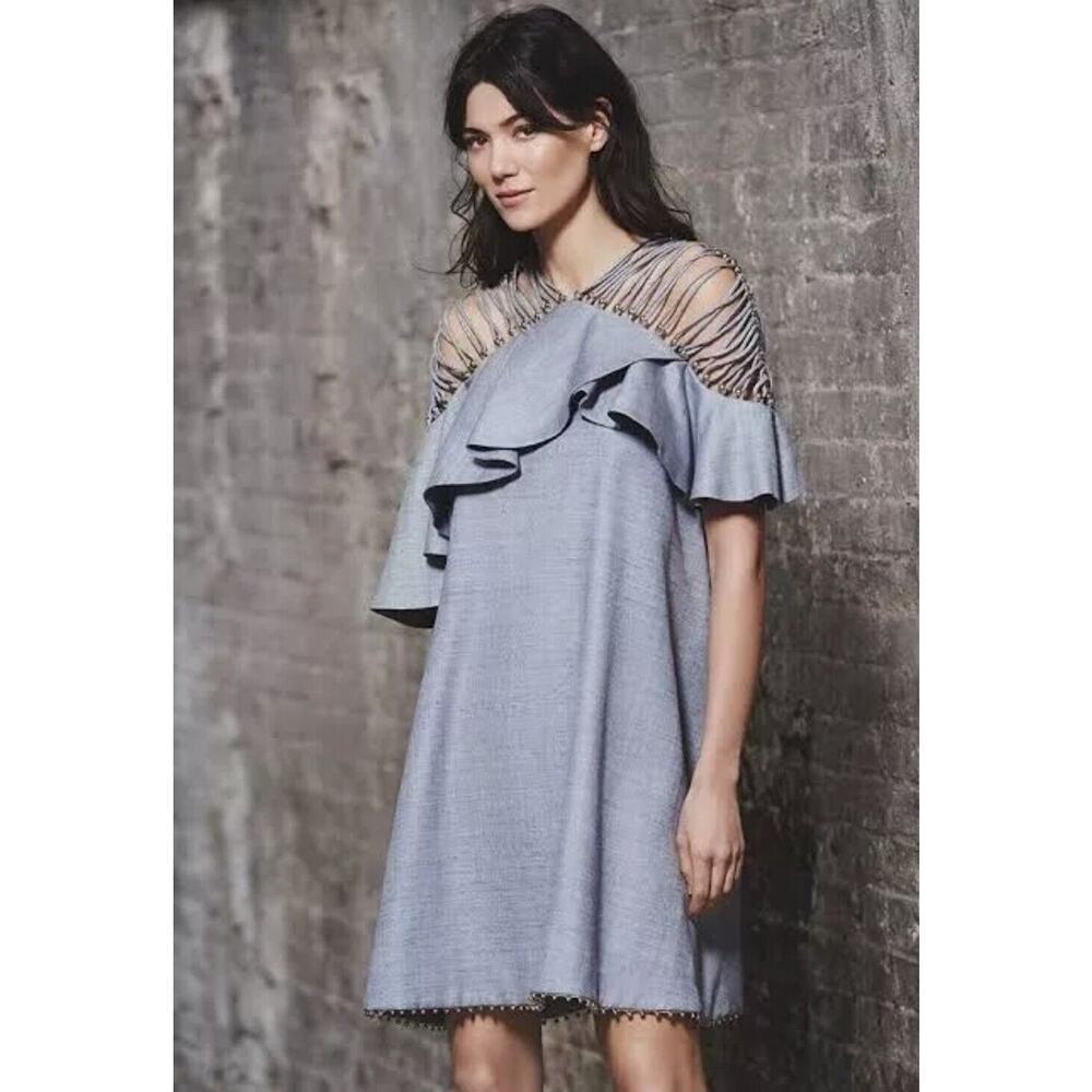 RARE $1900 Zimmermann Havoc Lattice Silk Flounce Dress Sz US 4/ Small /0 - Picture 2 of 16